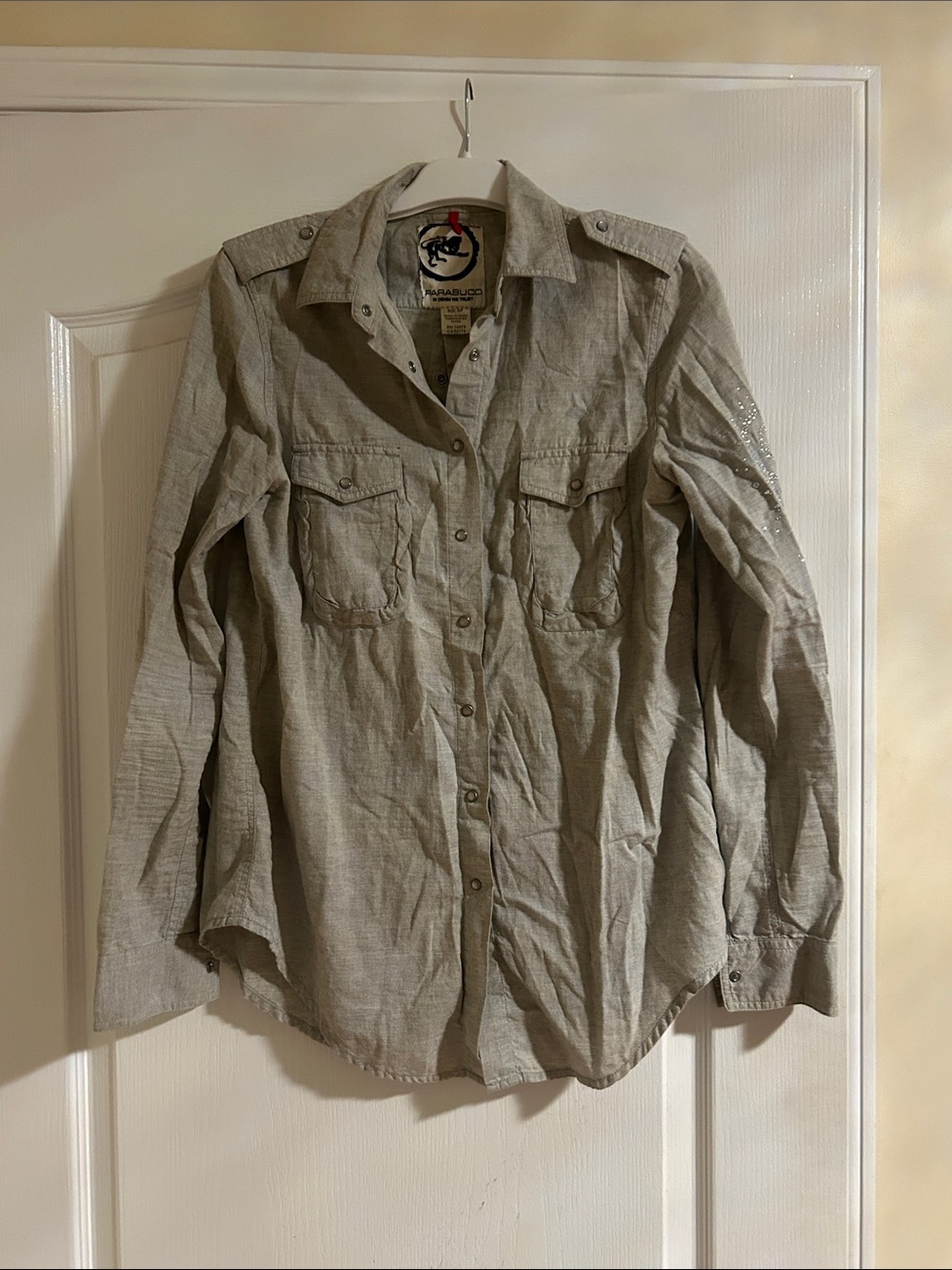 Parasuco Men's-Style Light Gray Snap-Front Shirt Jacket